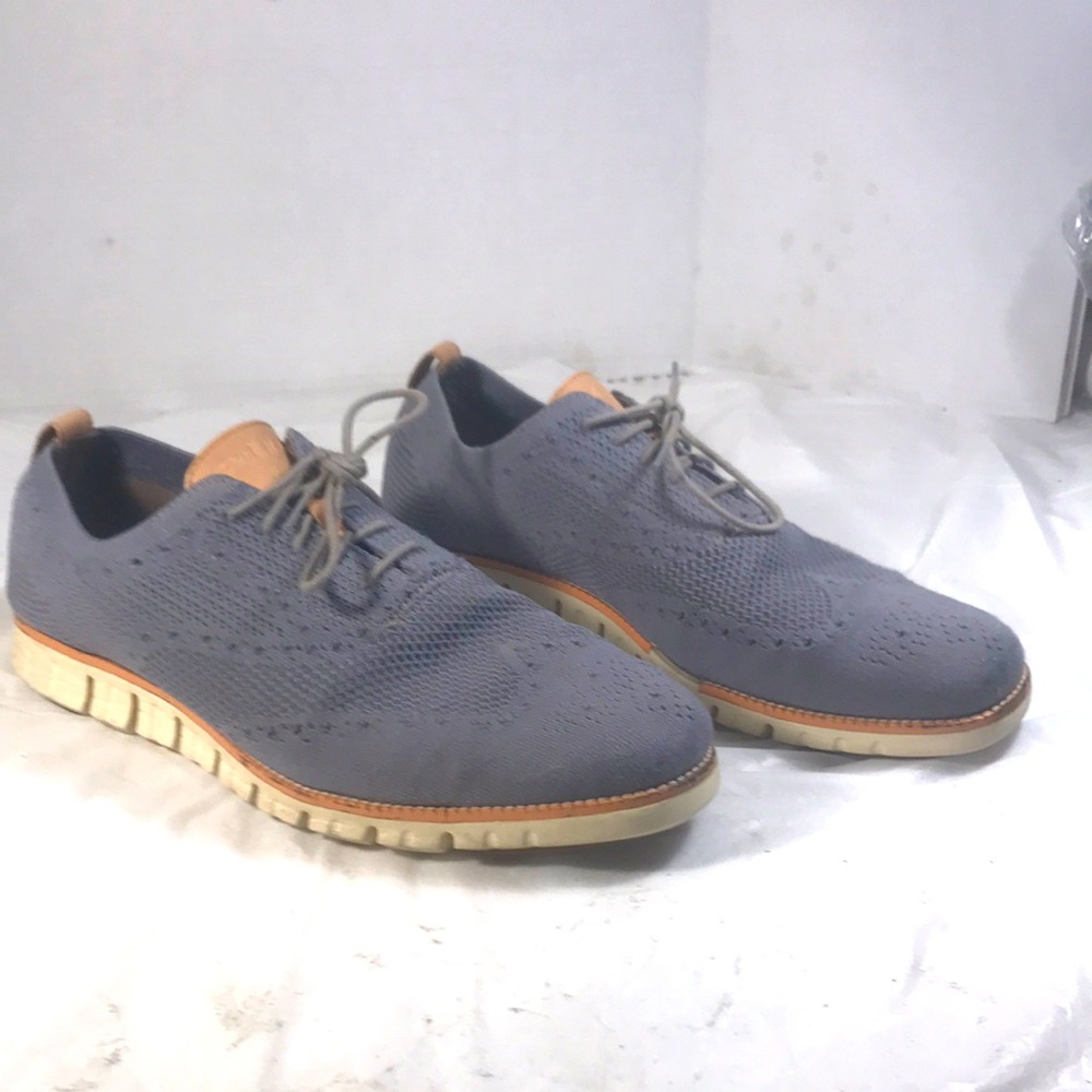 Cole Haan Men's Gray ZeroGrand Stitchlite Wingtip Oxfords Lace Up Comfort Shoes